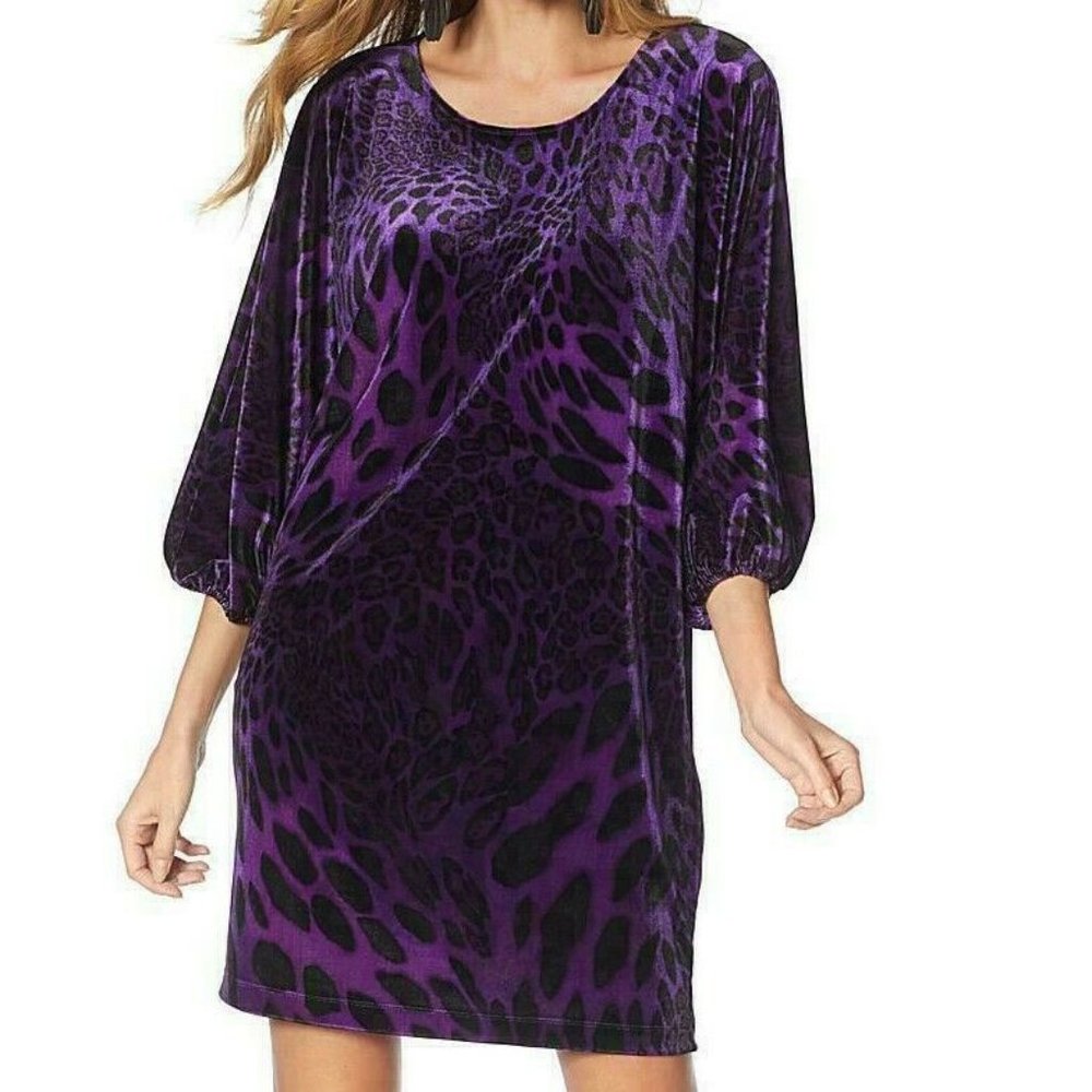N Natori Dress Dolman Sleeve Printed Velvet